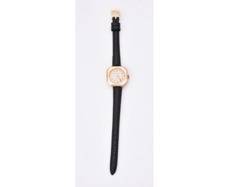 
	
		Rolex, 
		9 carat gold wrist watch, no. 34264, circa 1933
		Movement: Manual wind, 15 jewels
		Case: 9 carat gold case, 