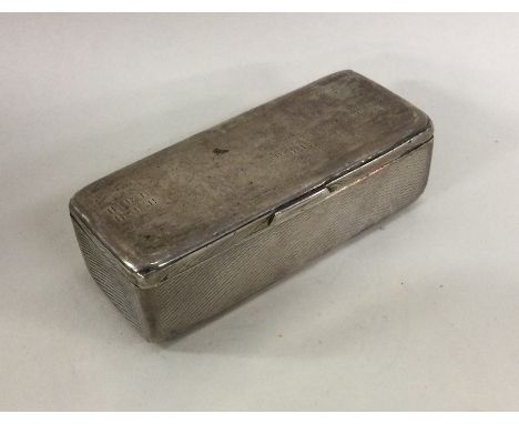 A heavy rectangular Russian silver snuff box decorated with boats. Approx. 110 grams. Est. £50 - £80.