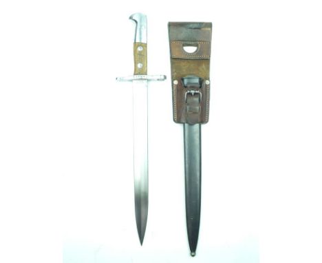 A Swiss Model 1918 Bayonet, 30cm blade with raised medial ridge by ELSENER SCHWYZ, regulation steel hilt with two-piece rivet