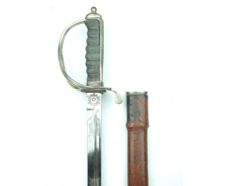 A Royal Artillery Officer's sword, 88cm blade by MOSLEY & CO. SHEFFIELD, etched with scrolling foliage, crowned GR cypher and