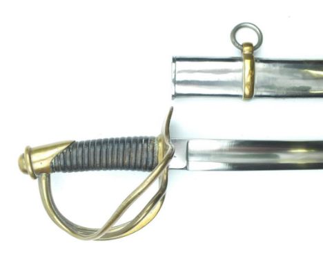 An American Cavalry Trooper's Sabre, 90cm curved blade with partial maker's mark for Horstmann of Philadelphia and also stamp