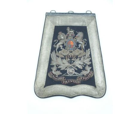 A Victorian Officer's Sabretache to the 5th Lancashire Volunteer Artillery, the front flap with silver lace border, bullion R