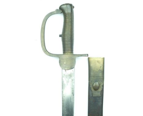 A 2nd Model Baker Rifle bayonet, 58.5cm blade, double edge towards the tip, regulation brass hilt with D-shaped knuckle guard