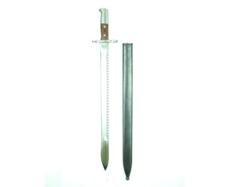 A Swiss Model 1914 Schmidt Rubin Engineers bayonet, 48cm fullered blade with saw-backed edge by NEUHAUSEN, regulation steel h