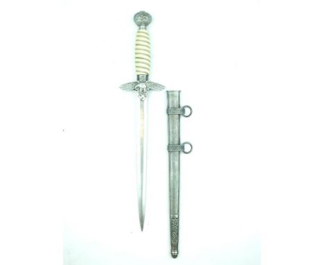 A Third Reich second pattern Luftwaffe Officer's dagger, 25.5cm flattened diamond section blade by E & F HORSTER SOLINGEN, re