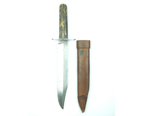 A Bowie knife by George Butler, 21.5cm clipped back blade stamped with a maker's mark GEORGE BUTLER & Co. TRINITY WORKS SHEFF