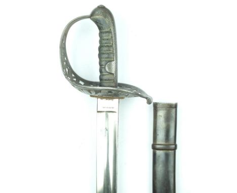 An Austrian Model 1869 Cavalry Officer's Sword, 86.5cm broad blade, fullered to one side and plain on the other, stamped St. 