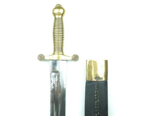 An Imperial Russian Model 1834 Pioneer's sidearm, 48.5cm saw-backed blade with flattened diamond section tip, regulation bras