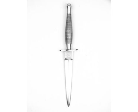 A First Pattern Fairbairn-Sykes Fighting Knife, 15.5cm re-tipped flattened diamond section blade etched THE F-S FIGHTING KNIF