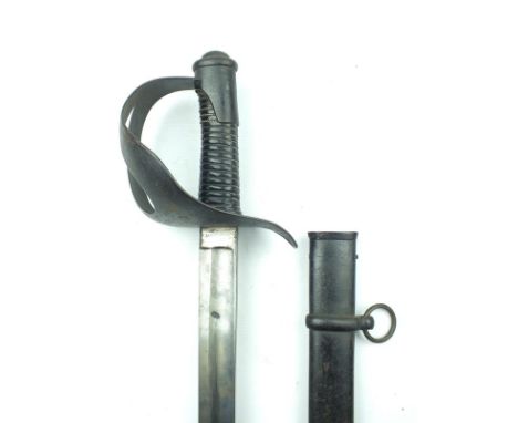 An Italian Model 1860 Cavalry Trooper's sword, 91cm slightly curved fullered blade by HARTROPF, regulation pierced steel half