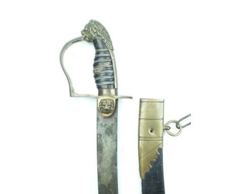 An Irish Georgian Cavalry Officer's sabre by repute retrieved from the battlefield at Waterloo, 74 cm curved blade, decorated