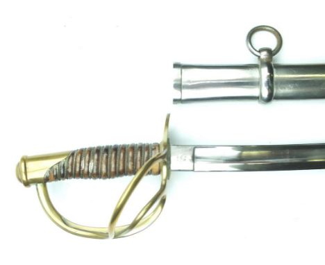 An American Cavalry Trooper's Sabre, 88.5cm curved blade stamped U.S. 1864 AGM and with maker's stamp for Roby of Chelmsford 