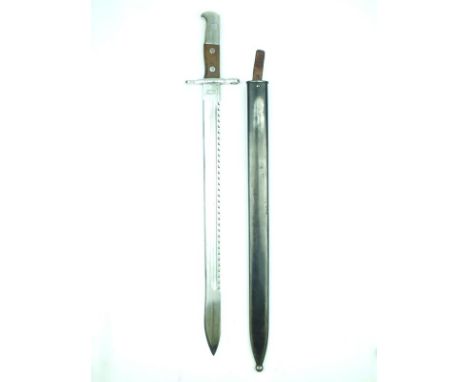 A Swiss Model 1914 Schmidt Rubin Engineers bayonet, 48cm fullered blade with saw-backed edge by NEUHAUSEN, regulation steel h