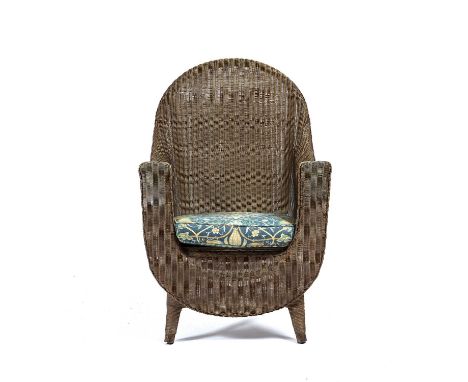 Sirrom Loom by Morris Wilkinson Furniture Ltd, Irelandwicker armchair, with plaque to the reverse, 85.5cm high approx overall