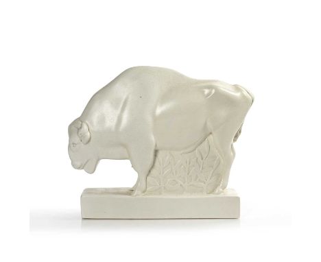 John Skeaping (1901-1980) for Wedgwood Moonstone glaze ceramic figure of a bison, marked to the base, 23cm highCrazing to the