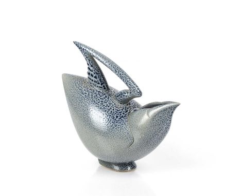 Anthony Theakston (b.1965)studio ceramic jug, in the form of a bird, cobalt salt glaze, incised signature to the base, 14cm h