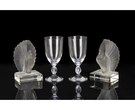 Sold at Auction: 6 FROSTED BIRD WINE GLASSES STYLE OF LALIQUE