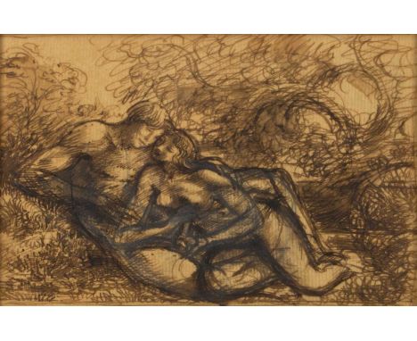 Thomas Monnington (1903-1976) 'Lovers', pen and ink sketch, circa 1930, unsigned, 10cm x 15cmProvenance: Originally purchased