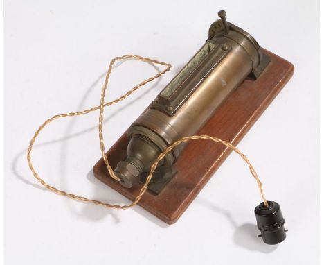 Early 20th Century light fitting, the copper body with central rotating column and slit, 23cm high, 10cm wide