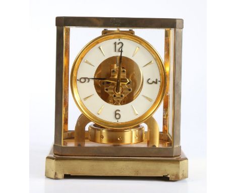 Jaeger LeCoultre Atmos Clock, the signed white dial with Arabic quarters and triangular baton markers,&nbsp;the movement numb