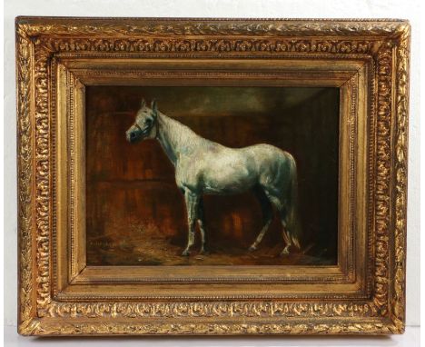 K Cheylan (British, 20th Century) Horse in a Stable
signed K Cheylan (lower left), oil on canvas 32 x 45cm
MB COLLECTED 2/12/