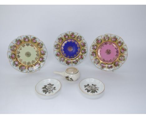 A collection of ceramics including a Maling open bowl with primrose type decoration on a pink ground together with a Newhall 