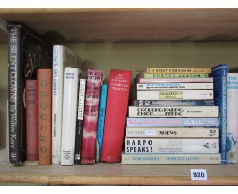 A large collection of books about the silent screen and related subjects, titles include Charlie Chaplin, His Life & Art, pub