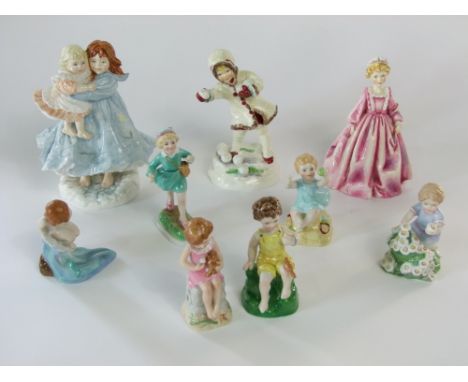 A collection of Royal Worcester figures including Grandmothers Dress and December, both modelled by FG Doughty, a limited edi