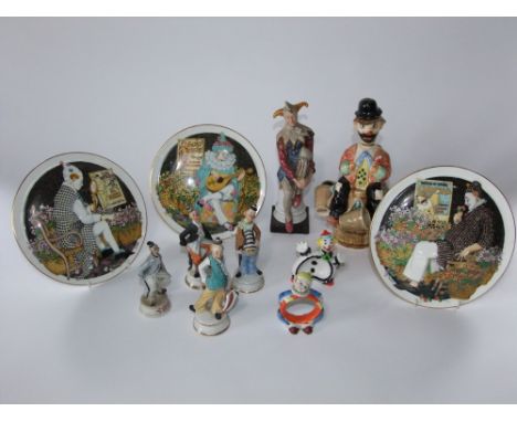 A collection of ceramics relating to clowns including a set of three limited edition plates designed by Ben Black from the Be