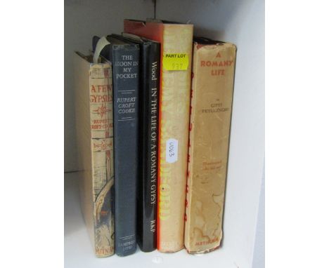 A collection of five first edition books, titles include A Romany Life by Gypsy Petulengro, Gypsies by Jeremy Sandford, In th