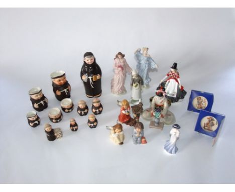 A collection of Goebel Monk wares including three graduated jugs, three condiments, a pair of egg cups, etc, together with th
