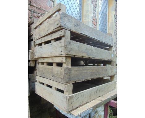 Eleven vintage timber crates