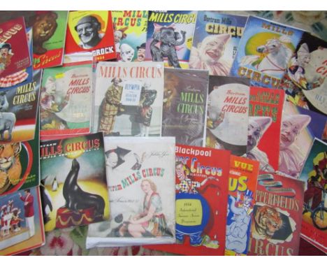 A box file containing a large quantity of Bertram Mills Circus programmes dating from the late 1940s through to the early 196