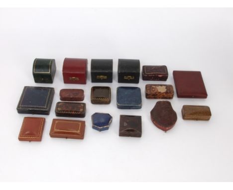 A collection of antique and vintage leather jewellery and watch boxes to include 'Tiffany & Co', 'Mappin & Webb', 'JW Benson'