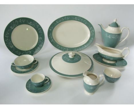 An extensive collection of Royal Doulton Cascade pattern dinner and coffee wares pattern number D6457 comprising four circula