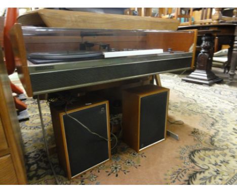 Deccasound Compact 3 teak cased freestanding record player with two Decca speakers (3)
