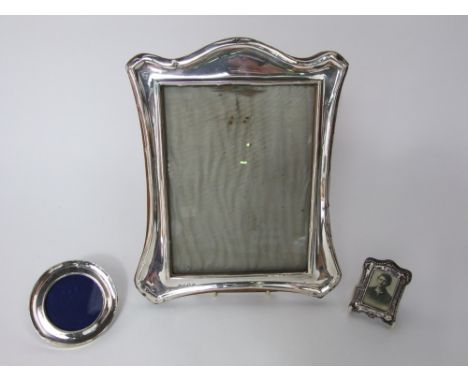 Three silver easel picture frames