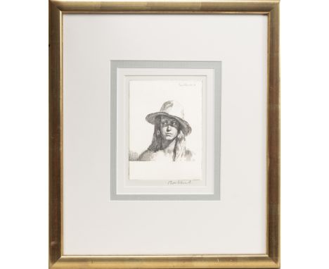 etching on paper, signed mounted, framed and under glass image size 14cm x 10cm, overall size 38cm x 33cm