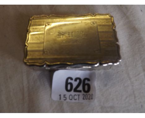 An early Victorian snuff box shaped oblong with gilt interior - B'ham 1847 by ES 