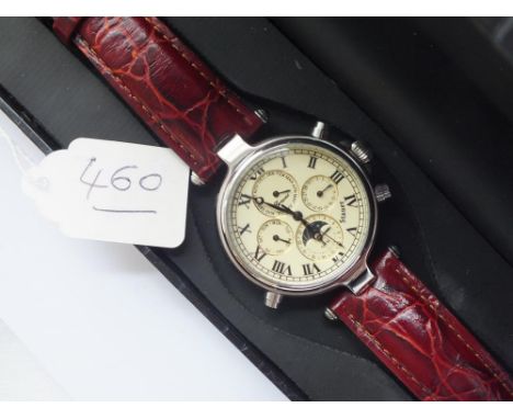 A gents chronograph wrist watch with 4 dials &amp; seconds sweep by STAURE in original fitted case