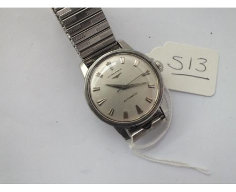 A GENTS LONGIENES AUTOMATIC WRIST WATCH WITH SECONDS SWEEP - WORKING ORDER