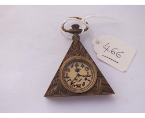 A modern triangular masonic style travelling clock 