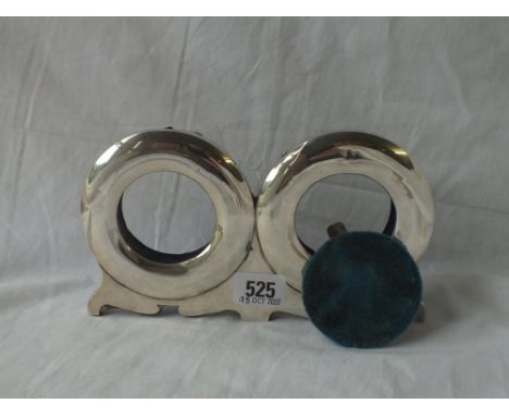 A double clock/barometer case with circular apertures - B'ham 1901 by JSP - 9" wide