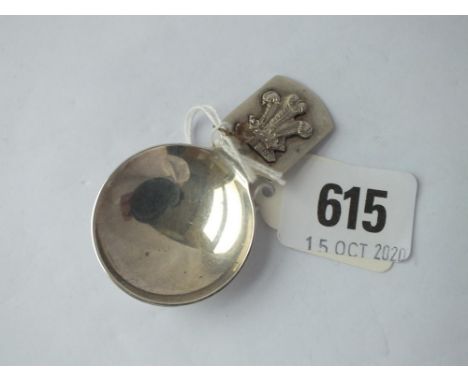 A caddy spoon applied with Prince of Wales feathers - B'ham by T&amp;S