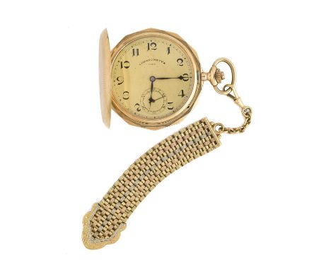 AXA, 'CHRONOMETRE': A GENTLEMAN'S GOLD POCKET WATCH, SWISS, 1920s keyless wind movement, champagne dial with black stylised A