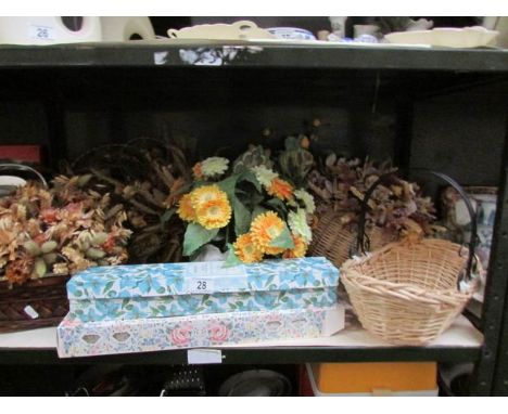 A shelf of dried flowers