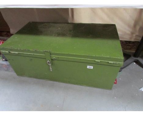 A large metal trunk (Purported to have been used by a missionary to China)