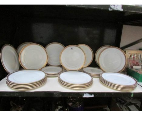 A Shelf of Cauldon gold rimmed plates, some a/f