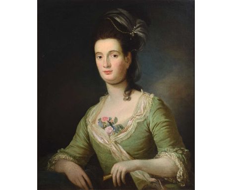 English School (18th/19th century) Portrait of a lady wearing a green dress Unsigned, oil on canvas.74.5 x 62cm (framed 94 x 