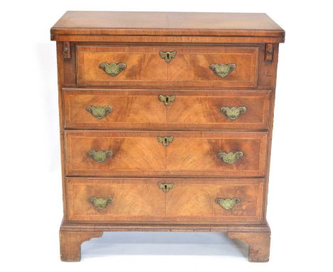 18th Century Style Walnut Bachelors Chest 18th century style walnut and figured walnut bachelors chest, feather and cross-ban